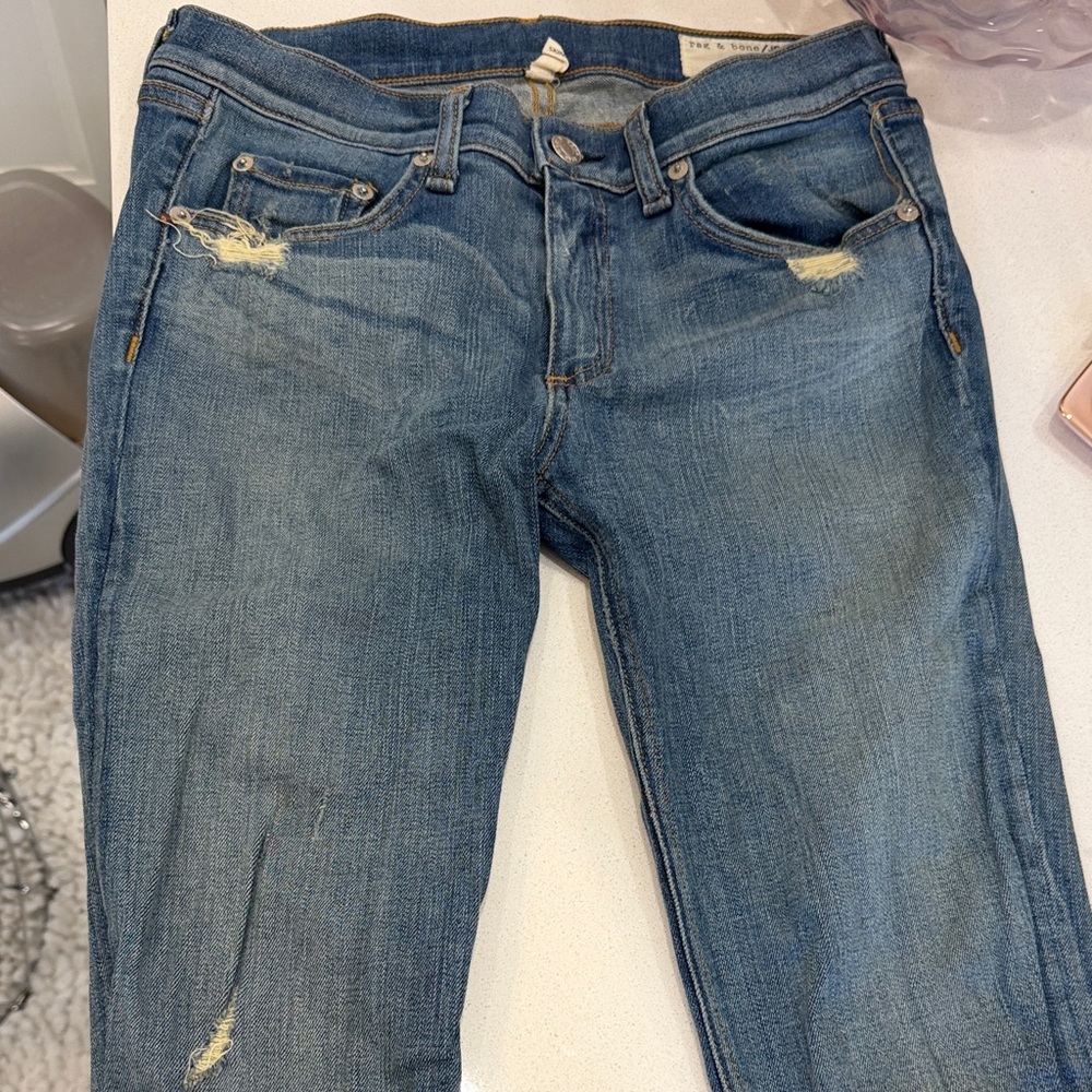 rag & bone Women's Faded Blue Skinny Jeans